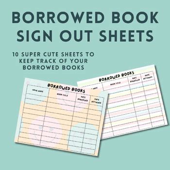 Borrowed Book Sign Out Sheets For Your Classroom Library By Room F