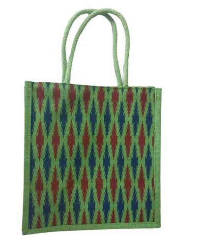 Green Base Lunch Printed Jute Bags Size Dimension 12 X 8 Inch At Rs