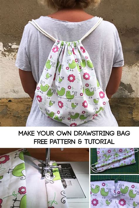 How to Make a Drawstring Bag - Miss Daisy Patterns | Diy backpack ...