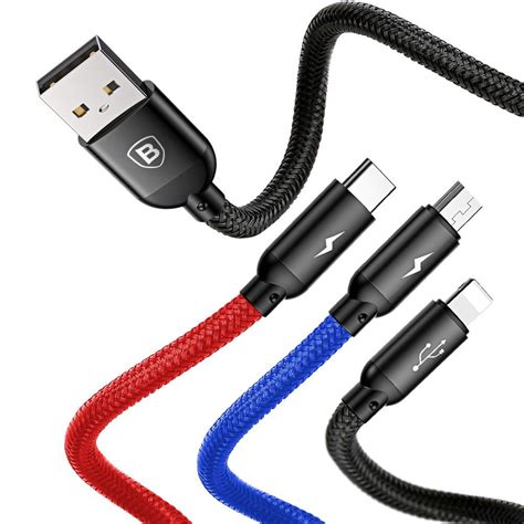 Baseus 3in1 Type C And Lightning And Micro Usb Cable 120cm Black Doopshopcz