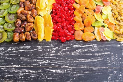 Mix of Dried and Candied Fruit Stock Photo - Image of black ...