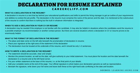 Declaration For Resume Best Examples For Use Career Cliff