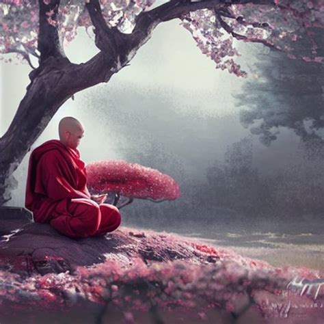 Stabilityaistable Diffusion · Asian Monk Warrior Meditating In Front