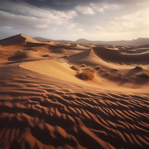 Uma Paisagem Des Rtica Dunas De Areia E Um C U Nublado Foto Premium