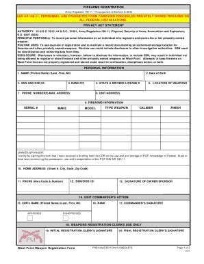 Fillable Online Weapon Registration Form Fax Email Print Pdffiller