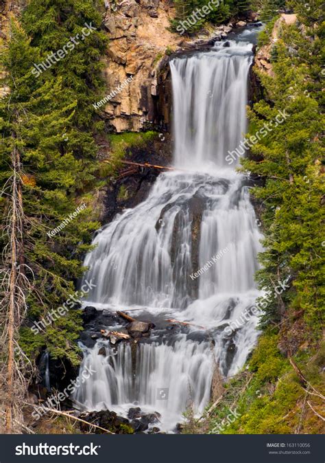 Undine Falls Waterfall Wyomings Yellowstone National Stock Photo