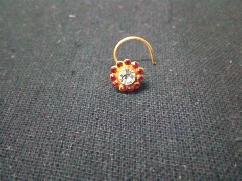 Designer Red Diamond Floral Nose Ring Or Nose Pin Shreevaram 3375527