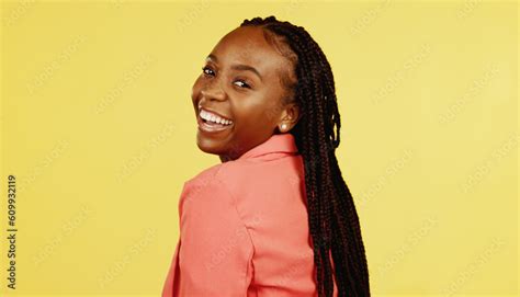 Black Woman Beauty And Skincare Portrait With Smile And Looking Over