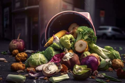 Uneaten Unused Spoiled Vegetables Thrown In The Trash Container Food