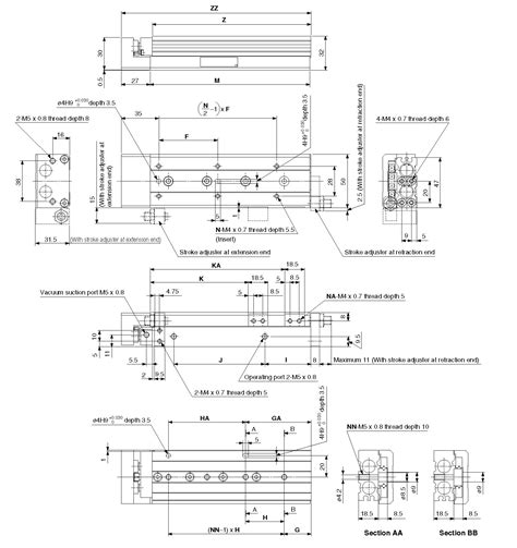 SMC MXS12L 100A X12 Cyl Slide Table Stroke Adj MXS MXJ GUIDED CYLINDER