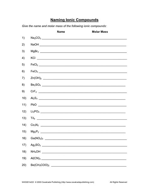 Naming Binary Compounds Worksheet Type Compoundworksheets