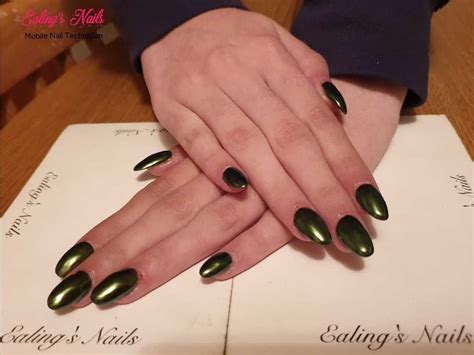 Acrylic Extensions With Green Chrome