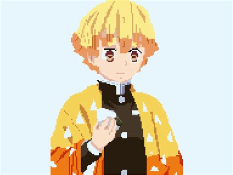 pixel art of zenitsu (also posted this on r/pixelart) : r/KimetsuNoYaiba