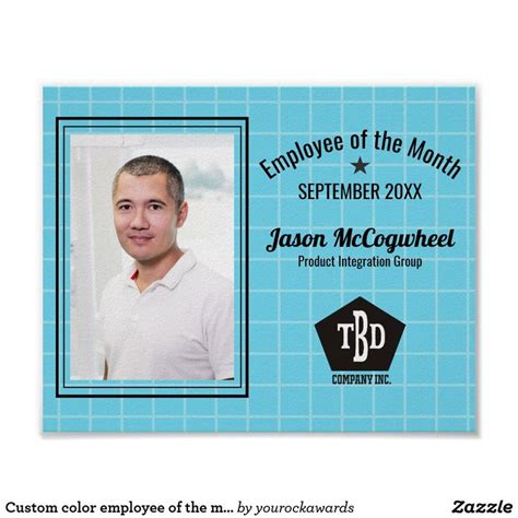 Custom Color Employee Of The Month Certificate Poster Zazzle