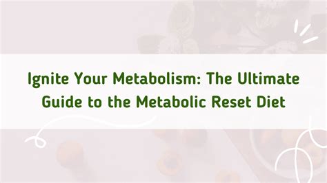 The Metabolic Reset Diet Understanding Its Benefits And Downsides Detox Water