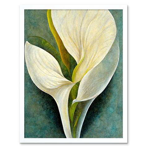 single white calla lily flower petal detail modern art print framed