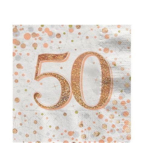 Sparkling Fizz Gold Happy 50th Birthday Napkins 33cm 16pk Party