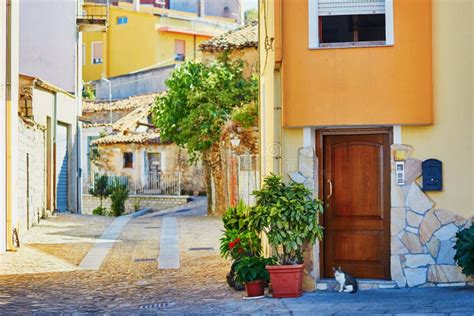 Colorful Houses On A Street Of Bosa Sardinia Italy Stock Image