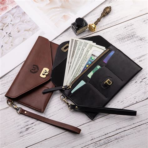 personalized leather clutch wristlet wallet getnamenecklace