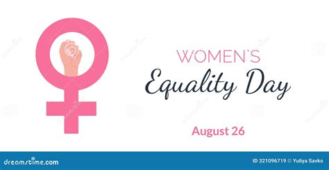 Womens Equality Day Banner With Venus Symbol Cartoon Vector