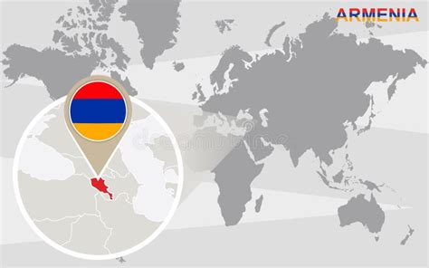 Magnified Armenia Over Map Of The World 3 Versions Of The World Map