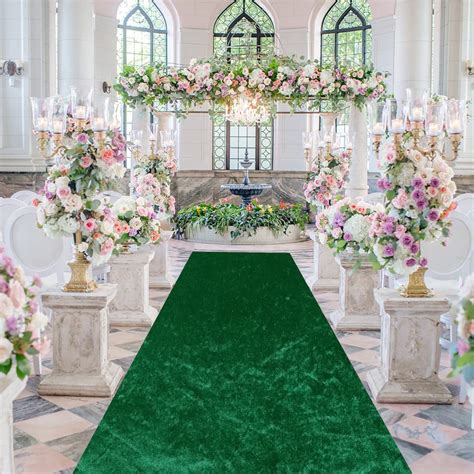 Fuhsy Green Wedding Aisle Runner Velvet Aisle Runner For