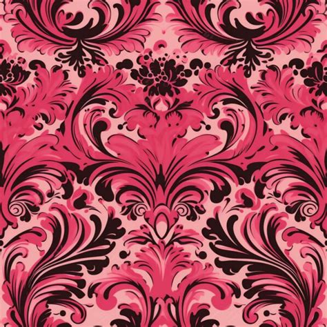 Download Vintage Pink And Black Damask Pattern Background Patterns