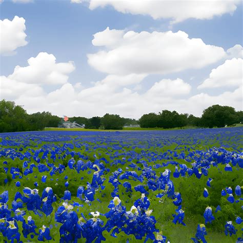 Field of Bluebonnets Against a Texas Skyline · Creative Fabrica