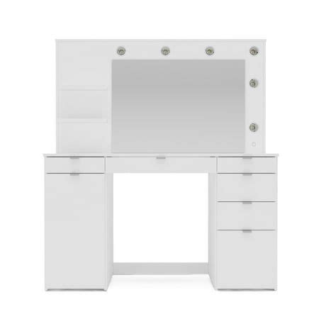 Polifurniture Olivia Modern Bedroom Vanity Table with Lighted Mirror ...