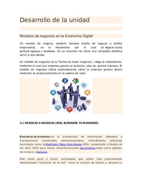 Doc Modelos De Negocios En La Economía Digital