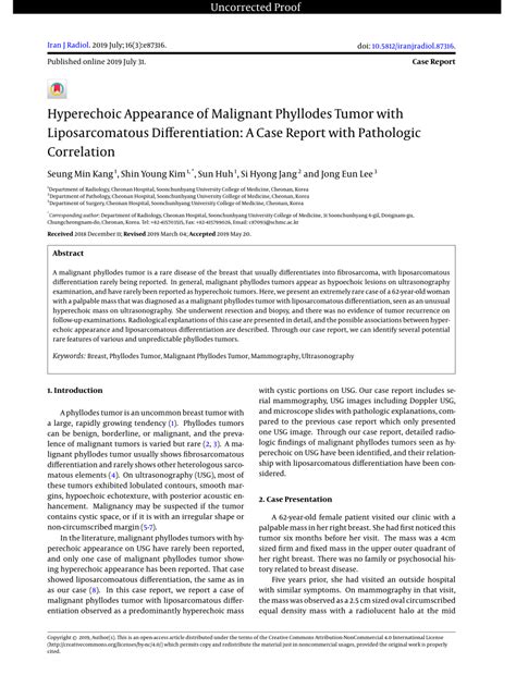 Pdf Hyperechoic Appearance Of Malignant Phyllodes Tumor With