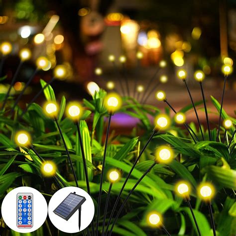 AONESY Solar Lights Outdoor Garden 4 Pack 32 LEDs Firefly Solar Lamps