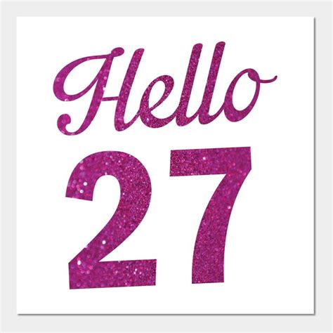 hello 27 birthday card with the number 27 on it in pink glitters and ...