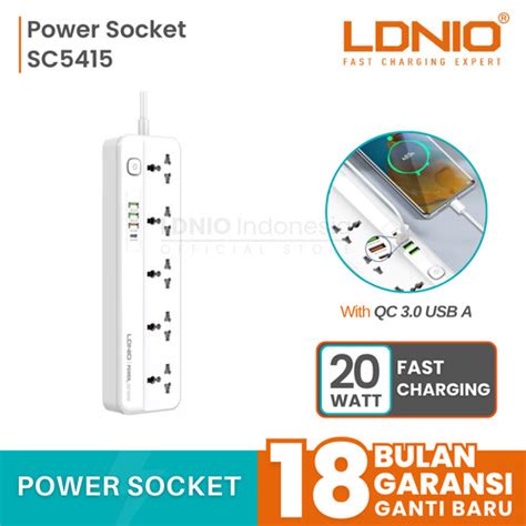 Jual LDNIO SC5415 Power Strip Extension Stop Kontak 5 Socket 3 USB 20W