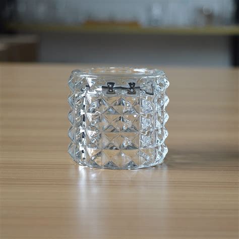 Round Thorn Embossed Heat Resistant Glass Candle Jars Glass Candle Jar High Quality Glass Candle