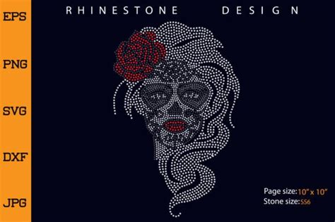 Sugar Skull Lady Rhinestone Template Graphic By Creative Rhinestone