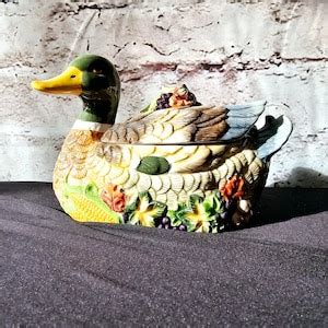 Vintage Mallard Duck Soup Tureen Fitz And Floyd Mallard Duck Soup