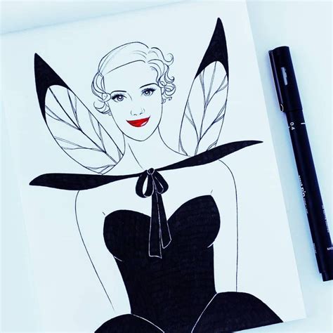 A Drawing Of A Woman Wearing A Black Dress With Leaves On Her Shoulders