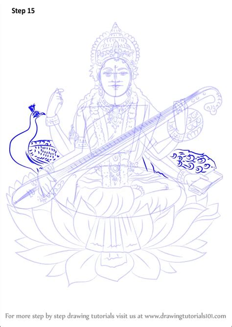 Learn How To Draw Saraswati Hinduism Step By Step Drawing Tutorials