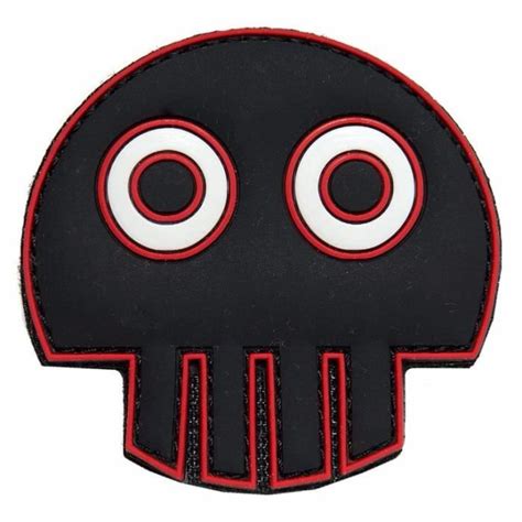 PATCH ECUSSON 3D PVC SCRATCH TETE DE MORT NOIRE AVEC GROS YEUX BLANCS