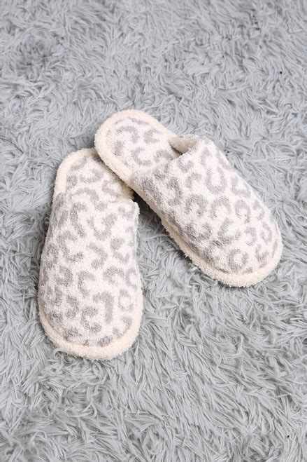 Luxury Leopard Print Slippers | Gray - Ginny Marie's