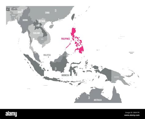 Vector Map Of Philippines Pink Highlighted In Southeast Asia Region