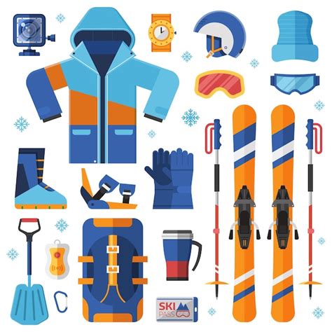 Premium Vector | Mountain skiing gear and accessories collection Skiing ...