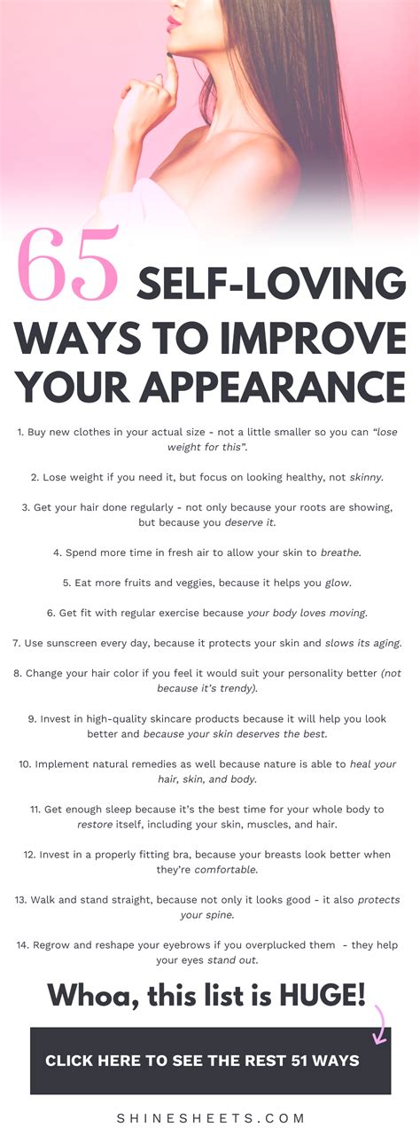 65 Self Loving Ways To Improve Your Appearance Shinesheets Self