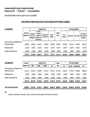 Silliman University Tuition Fee Fill Online Printable Fillable