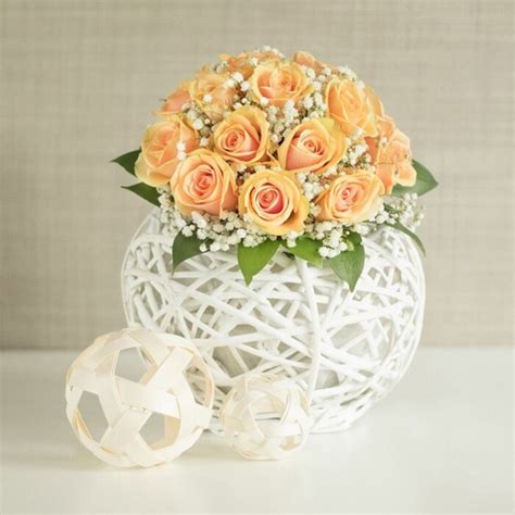 Orange Roses Wedding Arrangement - Delightful Wedding Flowers by Handy Flowers