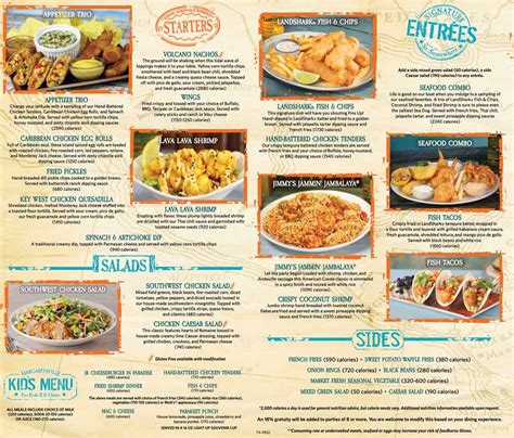 Menu for Margaritaville (3555 Las Vegas Blvd S Las Vegas NV, 89109)