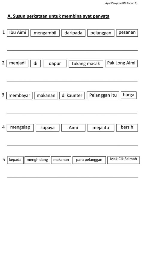 Bahasa Melayu Thn 1 Worksheet