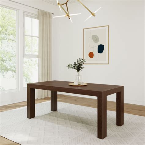 Plankbeam 72 Inch Rectangular Dining Table Solid Wood Seats 6 Walnut Wirebrush Finish