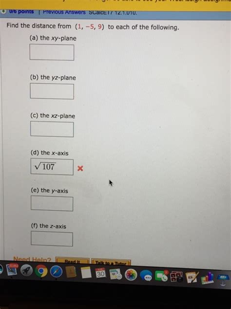 Solved Find The Distance From 1 5 9 To Each Of The Chegg